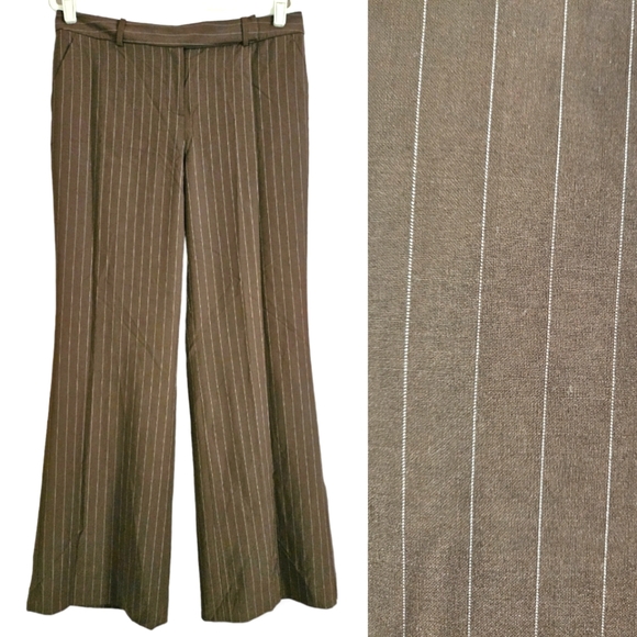 Talbots Pants - NWOT Talbots brown pinstripe Heritage wool blend trousers pants Womens 12